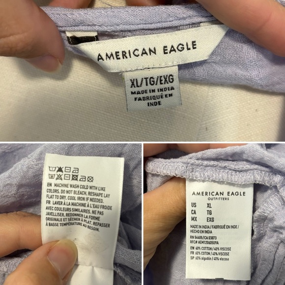 American Eagle Babydoll Tiered Open Back Boho Flowy Cotton Top Lilac Purple - Picture 13 of 14